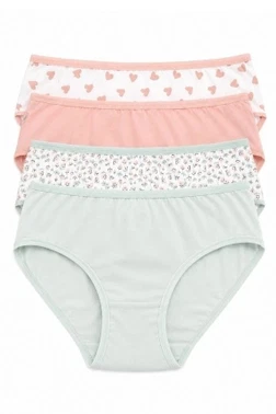 Kız Çocuk Likralı Desenli+Düz Slip 4lü Paket Öztaş 4737-H Öztaş 4737-H