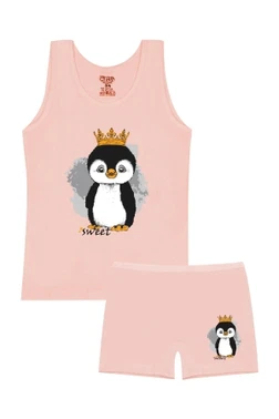 Öts İç Giyim Kız Çocuk Pamuklu Atlet Pembe Penguen Öts 8649