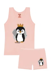 Öts İç Giyim Kız Çocuk Pamuklu Atlet Pembe Penguen Öts 8649