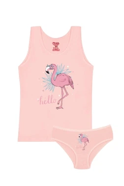 Öts İç Giyim Kız Çocuk Pamuklu Atlet Somon Flamingo Öts 8666 - 6 ADET