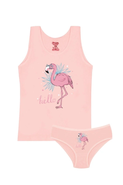 Kız Çocuk Pamuklu Atlet Somon Flamingo Öts 8666