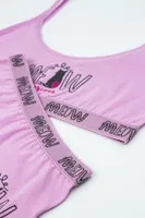 Kız Çocuk Pamuklu Büstiyer Şort Pembe Meow Maksimum Öts 8804 görsel 4