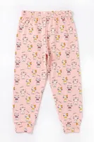 Kız Çocuk Pamuklu Pijama Takımı Kısa Kol Uzun Alt Desenli Geniş ve Rahat Kesim Öts 474003 Renkli-3 farklı açı