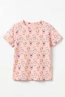 Kız Çocuk Pamuklu Pijama Takımı Kısa Kol Uzun Alt Desenli Geniş ve Rahat Kesim Öts 474003 Renkli-3 detay görünüm