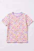 Kız Çocuk Pamuklu Pijama Takımı Kısa Kol Uzun Alt Desenli Geniş ve Rahat Kesim Öts 474004 Renkli-4 detay görünüm