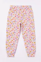 Kız Çocuk Pamuklu Pijama Takımı Kısa Kol Uzun Alt Desenli Geniş ve Rahat Kesim Öts 474004 Renkli-4 farklı açı