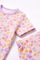 Kız Çocuk Pamuklu Pijama Takımı Kısa Kol Uzun Alt Desenli Geniş ve Rahat Kesim Öts 474004 Renkli-4 görsel 4