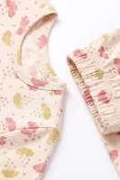 Kız Çocuk Pamuklu Pijama Takımı Kısa Kol Uzun Alt Desenli Geniş ve Rahat Kesim Öts 474005 Renkli-5 görsel 4