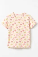 Kız Çocuk Pamuklu Pijama Takımı Kısa Kol Uzun Alt Desenli Geniş ve Rahat Kesim Öts 474005 Renkli-5 detay görünüm