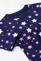 Kız Çocuk Pamuklu Pijama Takımı Kısa Kol Uzun Alt Desenli Geniş ve Rahat Kesim Öts 474006 Renkli-6 görsel 4