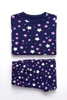 Kız Çocuk Pamuklu Pijama Takımı Kısa Kol Uzun Alt Desenli Geniş ve Rahat Kesim Öts 474006 Renkli-6 görsel 5
