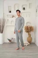 Klasik Suprem Erkek Pijama Takım Bone Club 5282 Gri farklı açı