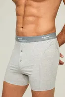KOM Long 2'li Çift Düğmeli Uzun Erkek Boxer Gri Melanj farklı açı