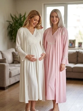 Kruvaze Kadın 2'li Pijama Takımı Bone Club 6311 - Alternatif Görünüm
