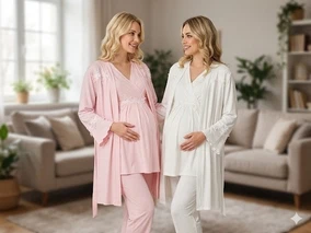 Kruvaze Kadın 3'lü Pijama Takımı Bone Club 6312 - Alternatif Görünüm