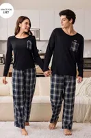 Lacivert Alt Ekose Uzun Kollu Erkek Çift Pijama Takımı Bella Notte CP-7553 Lacivert görsel 5