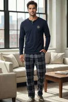 Lacivert Erkek Uzun Kollu Pijama Takım Tekten 8190 Görsel detay görünüm
