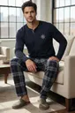 Lacivert Erkek Uzun Kollu Pijama Takım Tekten 8190