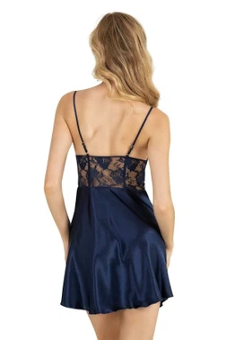 Ahu Lingerie Lacivert Kısa Saten Gecelik Ahu Primoda 8239 - Alternatif Görünüm
