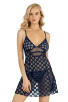 Lacivert Kısa Tül Fantazi Gecelik Ahu Primoda 4207 Lacivert