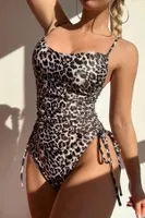 Leopar Desenli Astarlı Yandan Büzgülü Mayo Bella Notte M-9017 Siyah farklı açı