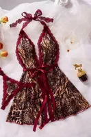 Leopar Desenli Fantezi Gecelik Lily Bianca LB-327 Kahverengi farklı açı