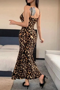 Leopar Desenli İnce Askılı Uzun Fantazi Gecelik Feel Lady F203 - Alternatif Görünüm