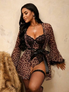Leopar Sabahlıklı Fantezi Gecelik Takım Feel Lady F258 - Alternatif Görünüm