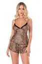 Leopar Saten Babydoll Şort Takımı Ahu Primoda 9100
