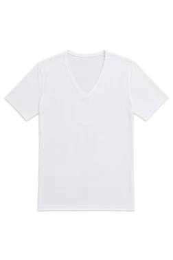 Yıldız Çamaşır Likralı Derin V Yaka Erkek T-Shirt Beyaz Yıldız 355 - Alternatif Görünüm