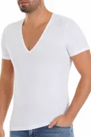 Likralı Derin V Yaka Erkek T-Shirt Beyaz Yıldız 355 Beyaz