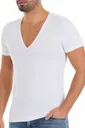 Likralı Derin V Yaka Erkek T-Shirt Beyaz Yıldız 355