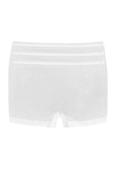 Likralı Kadın Boxer Beyaz 3'lü Paket Yıldız 3875