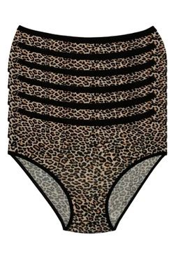 Yıldız Çamaşır Likralı Leopar Desen Bato Kadın Yüksek Bel Külot 6'lı Paket Yıldız