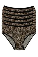 Likralı Leopar Desen Bato Kadın Yüksek Bel Külot 6'lı Paket Yıldız Leopar