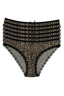 Yıldız Çamaşır Likralı Leopar Desen Bikini Kadın Külot 6'lı Paket Yıldız 3793