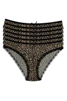 Likralı Leopar Desen Bikini Kadın Külot 6'lı Paket Yıldız 3793 Leopar