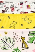 Likralı Pamuklu Kız Çocuk Desenli Boxer 3'lü Paket Yıldız 3543 Beyaz görsel 7