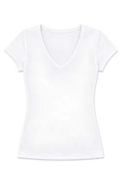 Yıldız Çamaşır Likralı V Yaka Kısa Kol Kadın T-Shirt Beyaz Yıldız 2370 - Alternatif Görünüm