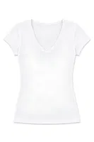 Likralı V Yaka Kısa Kol Kadın T-Shirt Beyaz Yıldız 2370 Beyaz detay görünüm