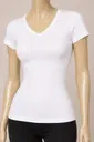 Likralı V Yaka Kısa Kol Kadın T-Shirt Beyaz Yıldız 2370