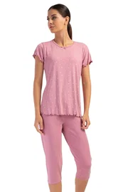 Vienetta Likralı Viskon Battal Kayık Yaka Kısa Kol Kapri Takım Vienetta K404006