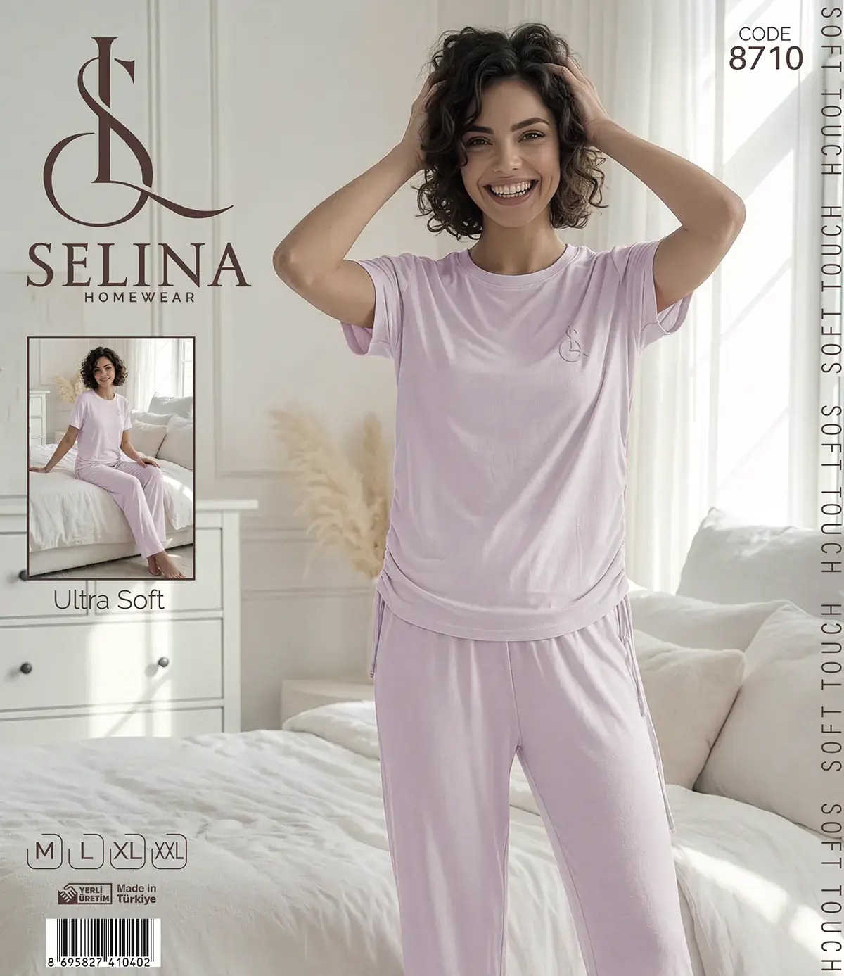 Lila Kısa Kollu Pijama Takım Selina 8710