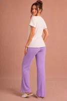 Lila Kısa Kollu V Yaka Fiyonk Ve Biye Süslü Pamuklu Pijama Takımı Bella Notte 77921 Lila görsel 5