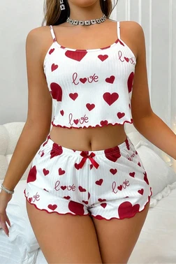 Real Passione Love Beyaz Desenli Örme Şortlu Takım Real Passione S-38