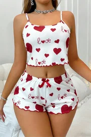 Real Passione Love Beyaz Desenli Örme Şortlu Takım Real Passione S-38