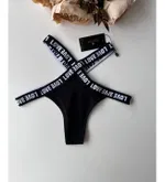 Love Yazılı Şeritli Yüksek Bel Külot Siyah Feel Lady 1020 Siyah görsel 5