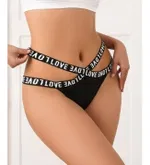 Love Yazılı Şeritli Yüksek Bel Külot Siyah Feel Lady 1020 Siyah detay görünüm