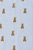 Mavi Çizgili Ayıcık Desenli Gömlek Yaka Düğmeli Uzun Kollu Kadın Pijama Takımı Bella Notte 61317 Mavi görsel 5