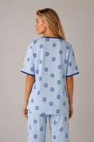 Mavi Nazar Boncuğu Desenli Biye Detaylı Kadın Pijama Takımı Bella Notte 61283 Mavi görsel 4